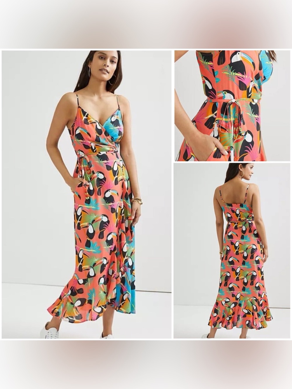 Anthropologie x Farm Rio Toucan Wrap Maxi Dress